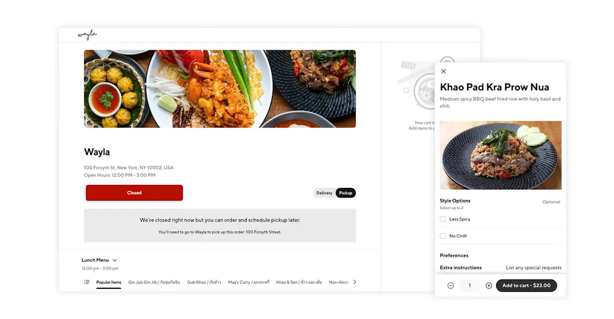 DoorDash Storefront example