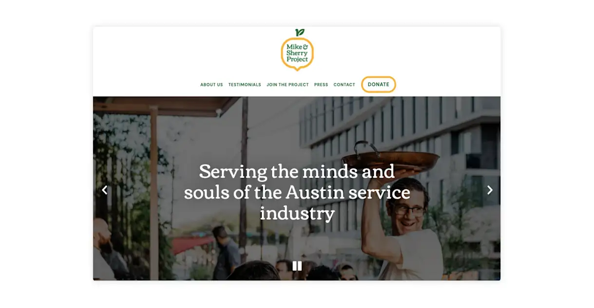 a screenshot of the website for the mike & sherry project