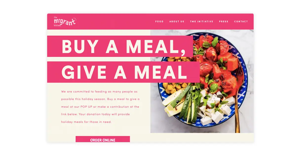 An example of a restaurant website