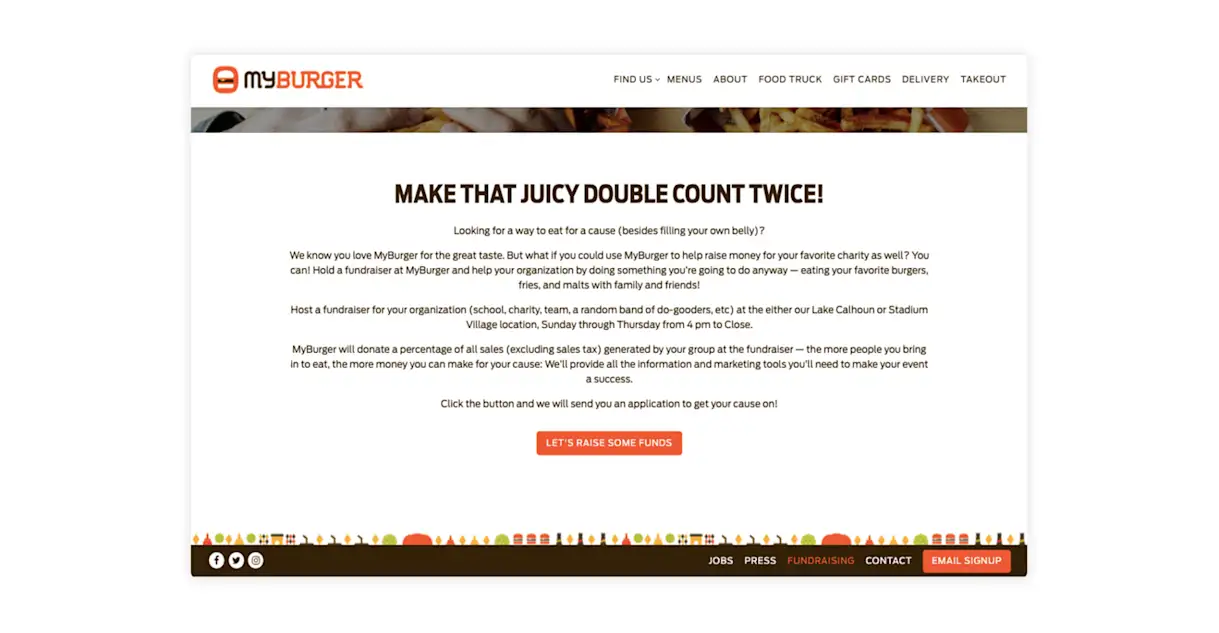 An example of a restaurant website