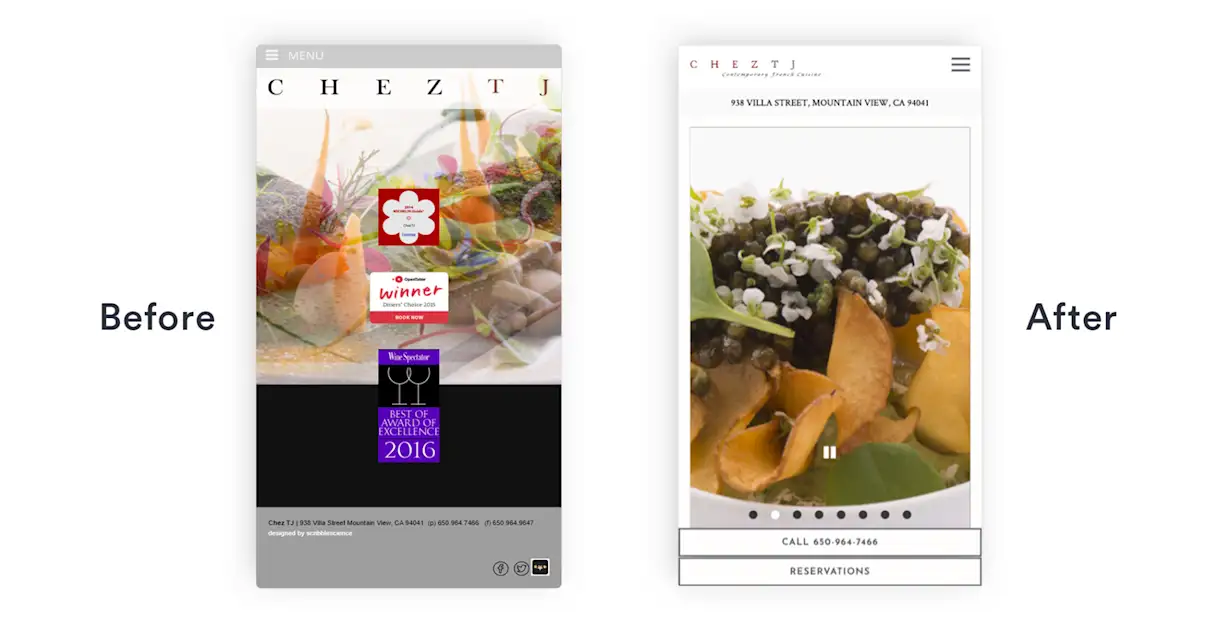 a screenshot of a restaurant website on mobile.