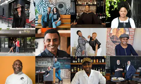 Collage of Black restaurant owners across the country