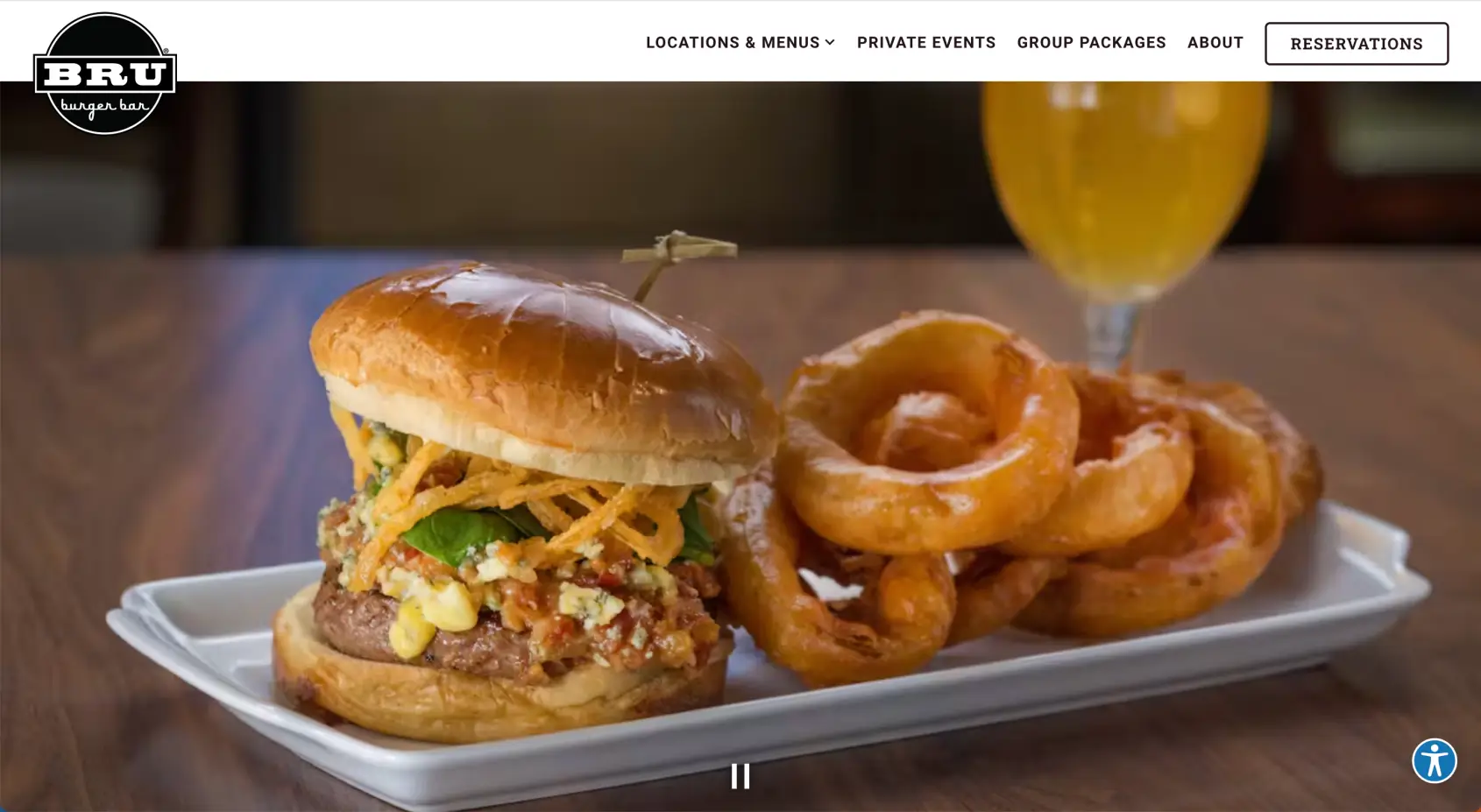BentoBox homepage of Bru Burger Bar, Cunningham Restaurant Group’s biggest brand concept.