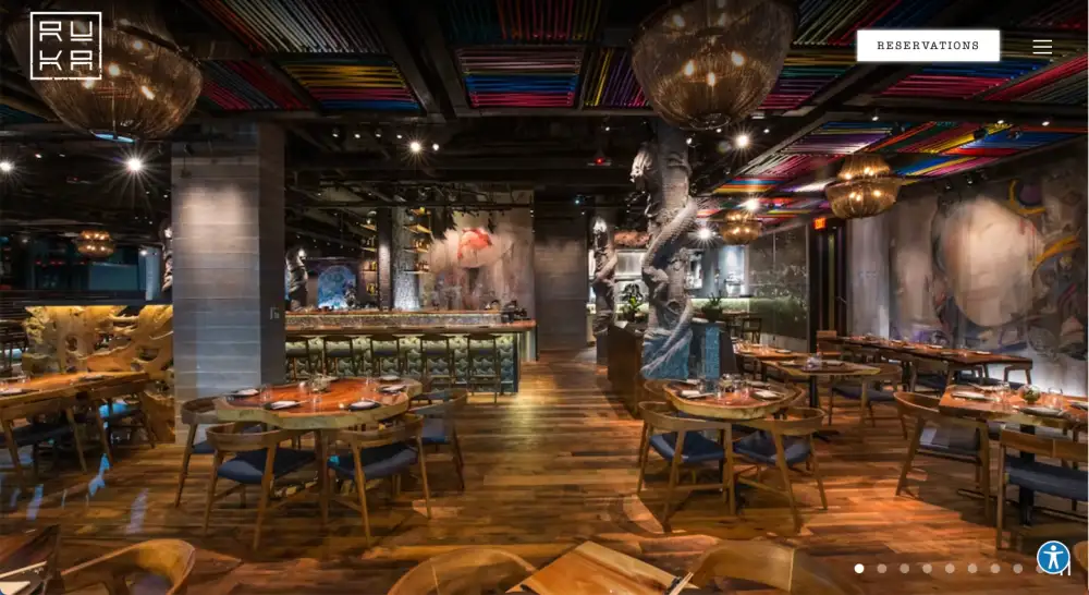 The website home page for the restaurant Ruka.